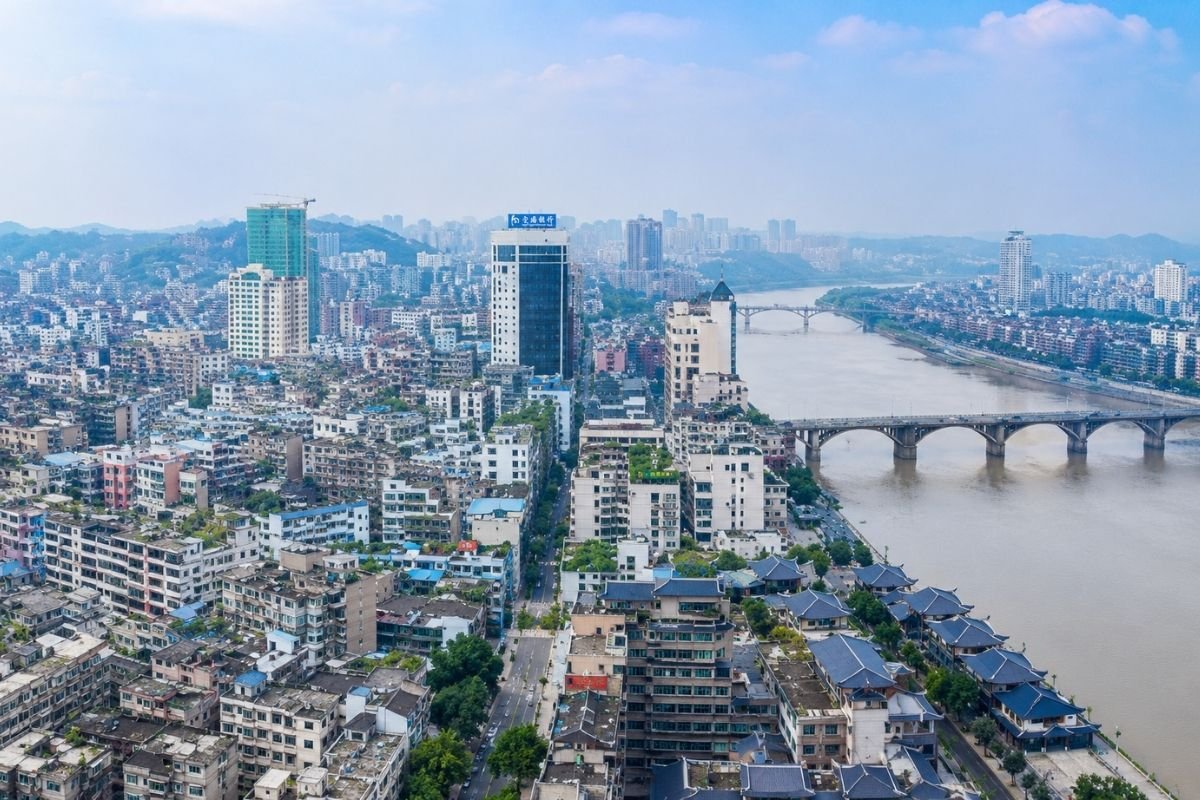 Luzhou city on the Yangtze river.