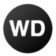 Circular black logo with a subtle gradient and the initials WD.