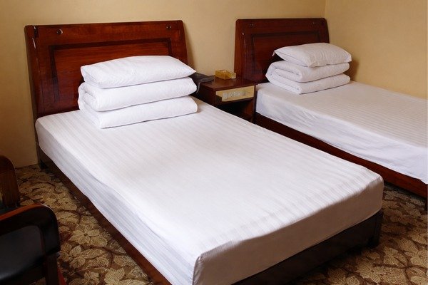 Hebei North University international student hostel room, twin-share accommodation