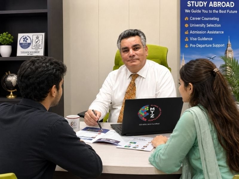 MTZ founder - MTZ Global Visa Consultants MTZ founder guiding a scholarship applicant