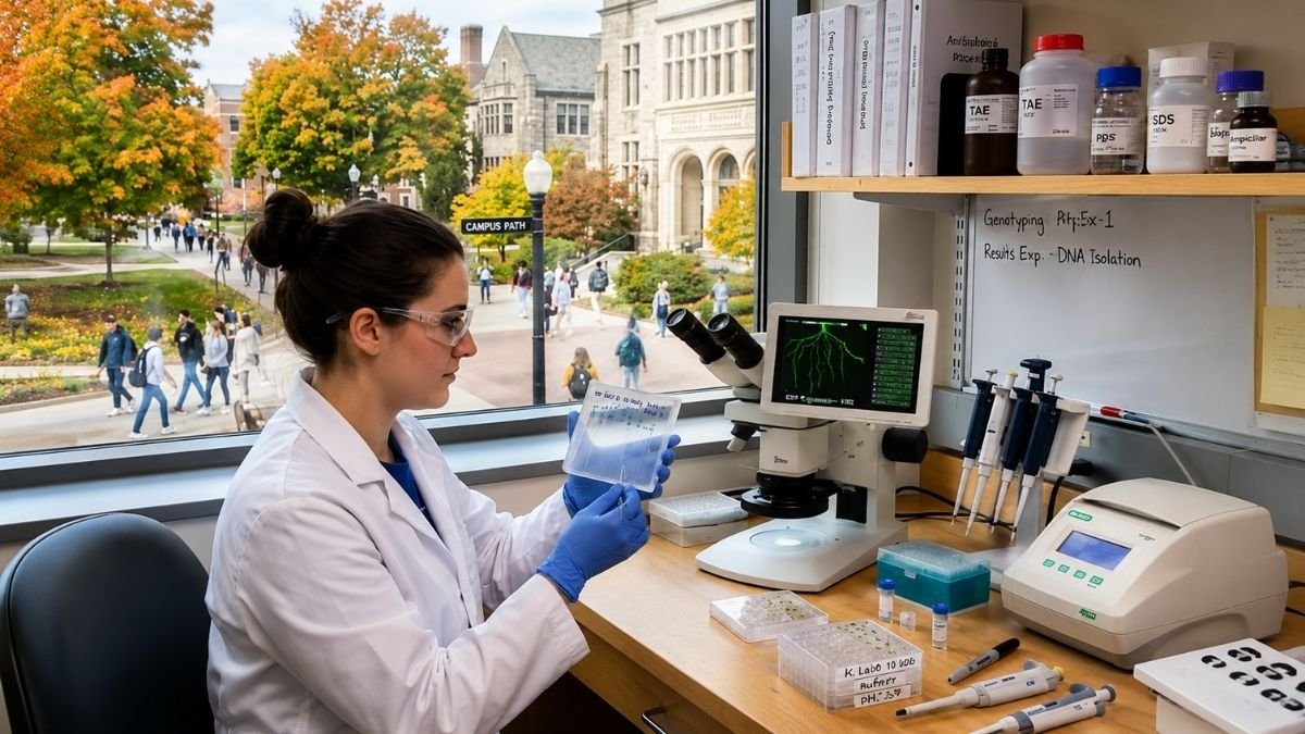 PhD researcher working in an Austrian university laboratory