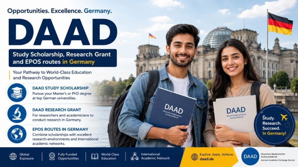 DAAD Study Scholarship, Research Grant and EPOS routes in Germany