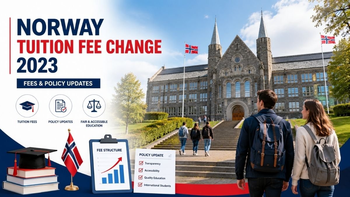 Norwegian university building with a fees and policy theme