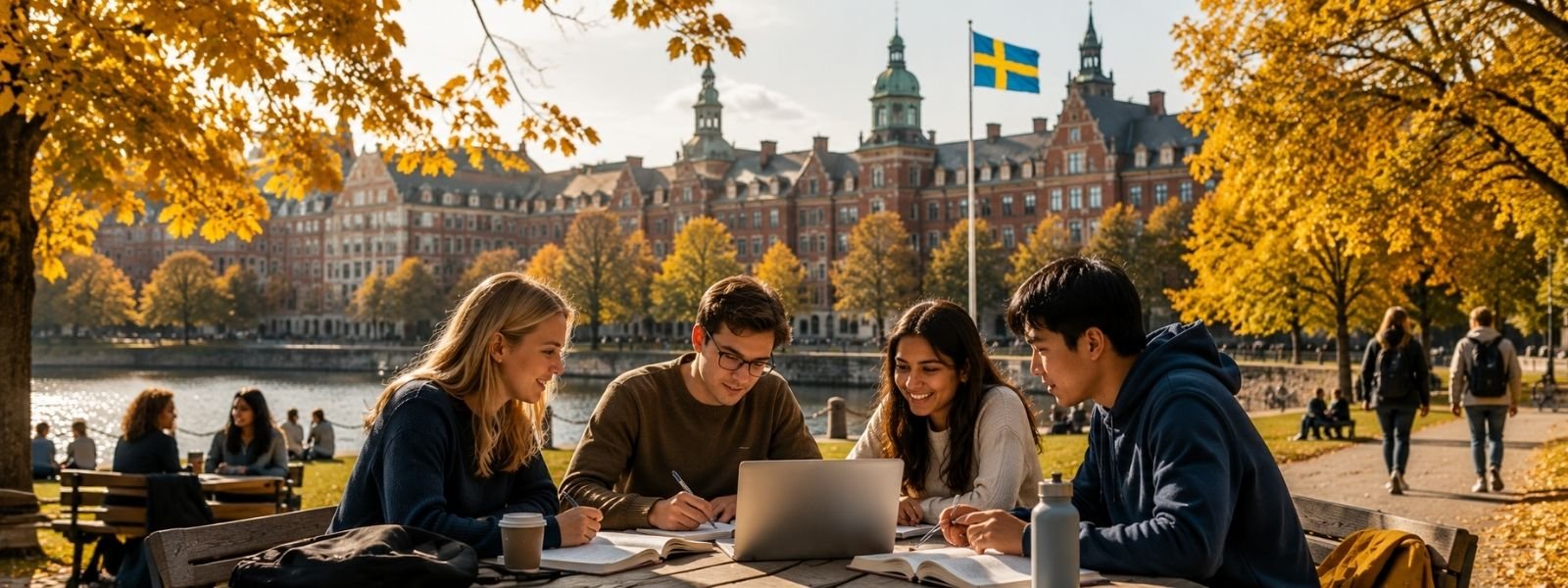 Students studying at a ‎Swedish university