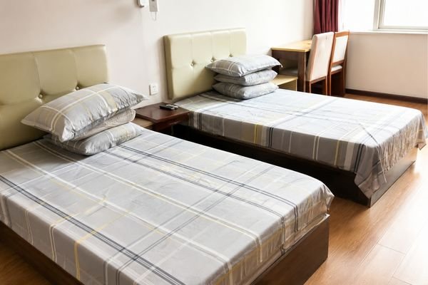 Hubei University of Arts and Science international student hostel room, twin-share accommodation