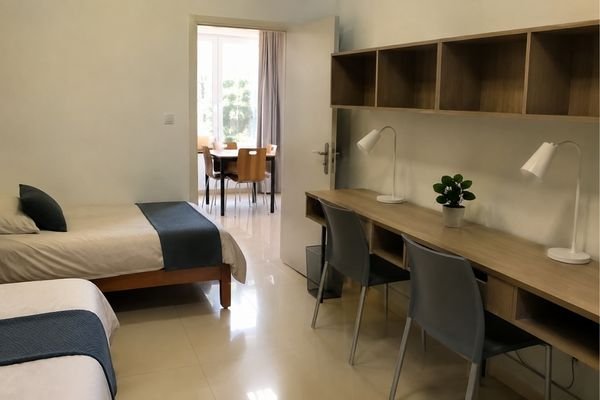 Jinggangshan University international student hostel room, twin-share accommodation