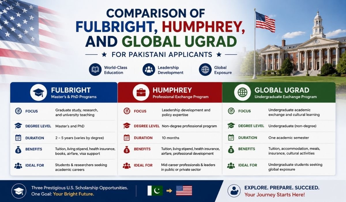Comparison of Fulbright, Humphrey, and Global UGRAD for Pakistani applicants