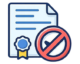 without_ielts - MTZ Global Visa Consultants Document or certificate with a blue ribbon beside a red no-entry symbol, indicating revoked or invalid credentials/certificate.
